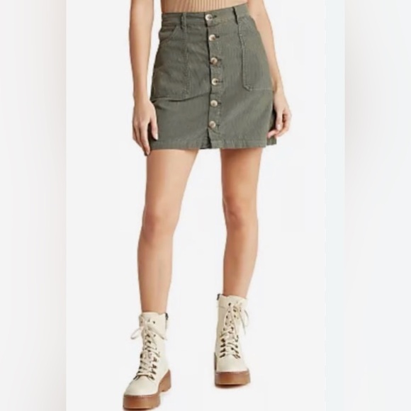 Kensie Corduroy High Rise Slate Women’s Skirt Size 8/29 (NWT) - Picture 1 of 10